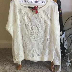 Off white netted shirt to wear over camis.